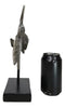 Nautical Marine Silver Tone Lyretail Anthias Fish Sculpture With Pole Stand Base