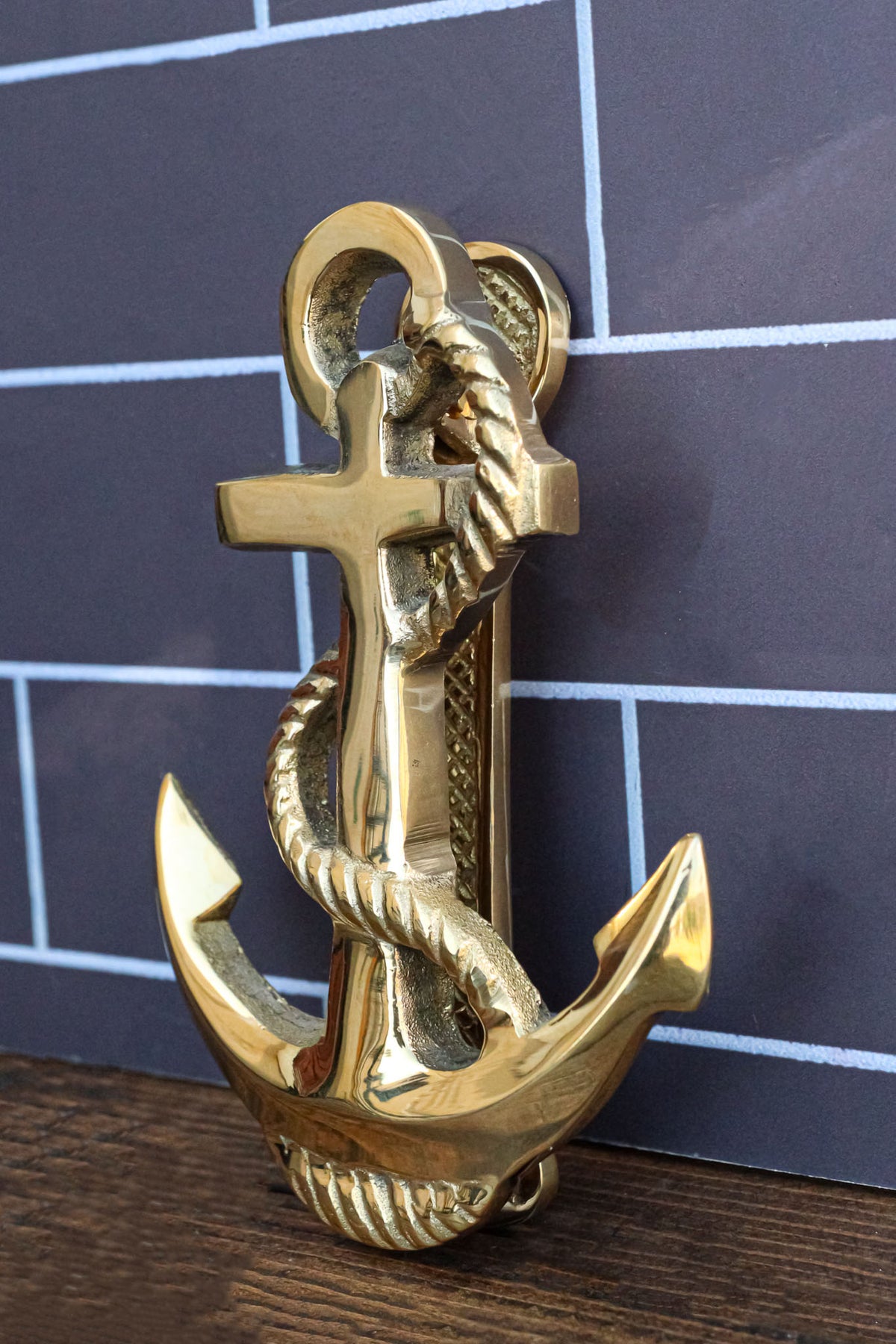 Brass Metal Golden Marine Nautical Sailor Ship Anchor Door Knocker Sculpture