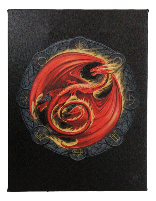 Anne Stokes Beltane Drake Sabbats Wheel of The Year Dragon Canvas Wall Decor - Ebros Gift