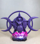 Wicca Shaman Spiral Goddess Triple Moon Pentagram With LED Crystals Figurine