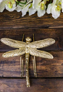 Small Gold Leaf Resin Modern Dragonfly Wall Sculpture Or Tabletop Decoration 7"