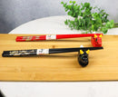 Red And Black Oriental Ryu Dragons Set of 2 Chopsticks And Ceramic Rests Set
