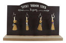 Triple Moon Crescent Pentagram Witch Hat Broomsticks Keyring Key Chains Set Of 4