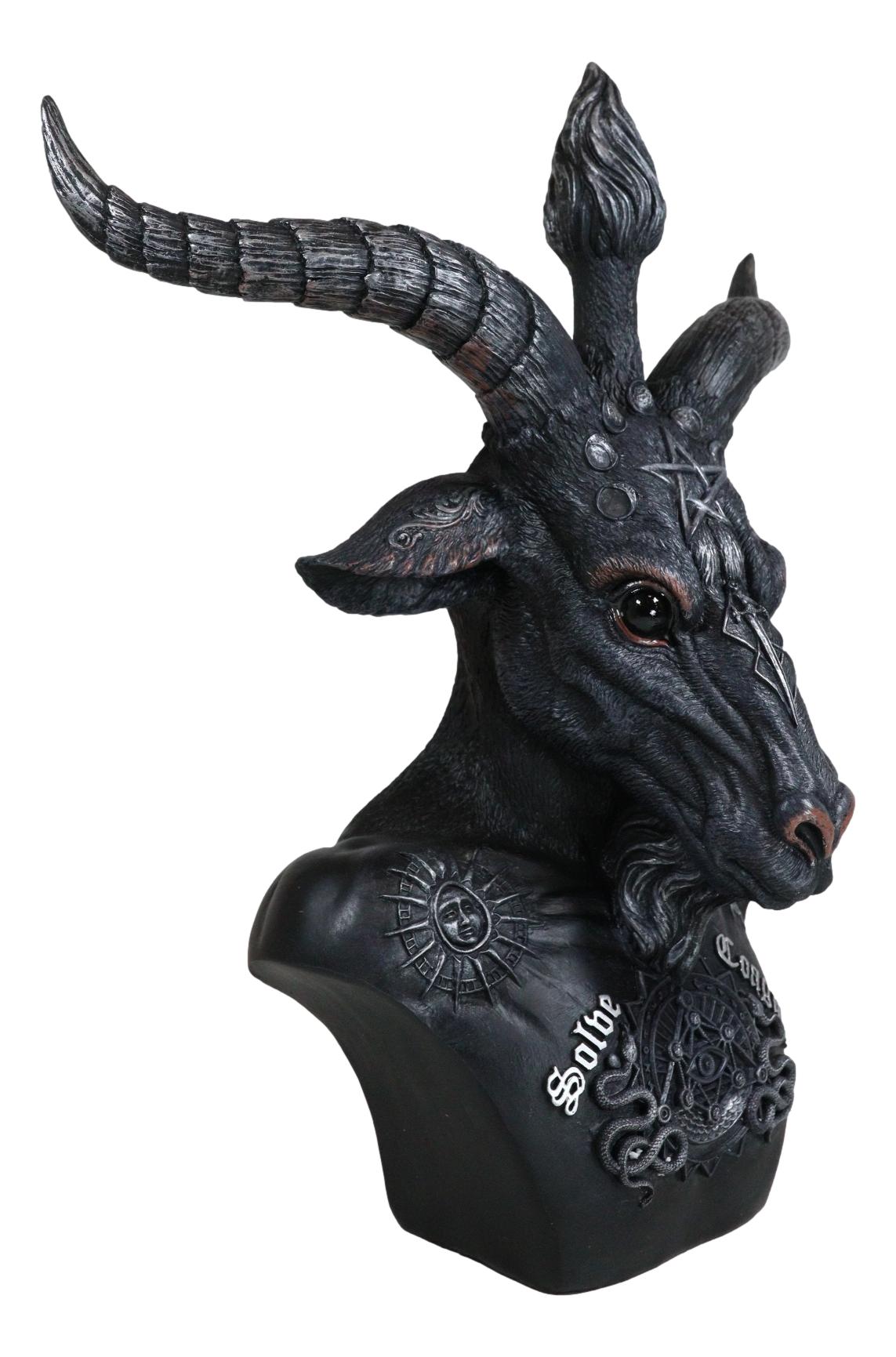 Solve Et Coagula Pentagram Evil Eye Satan Sabbatic Goat Idol Baphomet Figurine - Ebros Gift