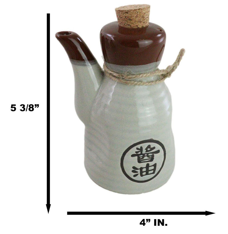 Shoyu Calligraphy White Tenmoku Porcelain Soy Sauce Dispenser Flask 7oz Set Of 6
