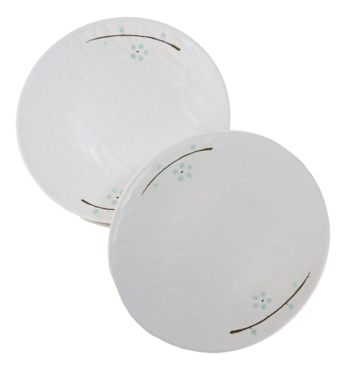 Set Of 6 Modern Yukino Hana Snowflakes Melamine Large Round Dinner Plates 11"D