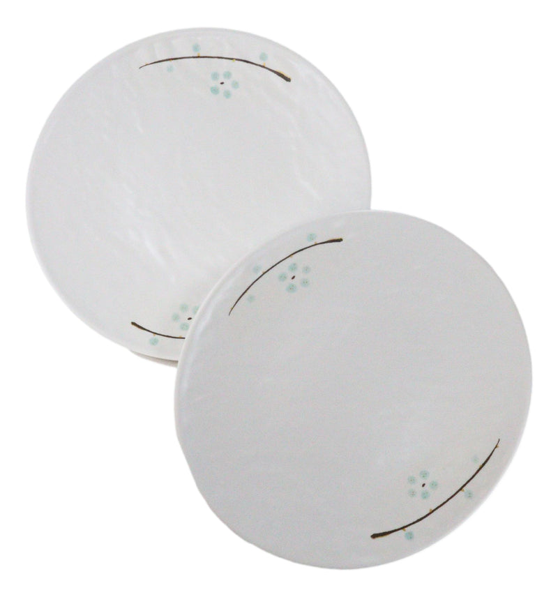 Set Of 6 Modern Yukino Hana Snowflakes Melamine Large Round Dinner Plates 11"D