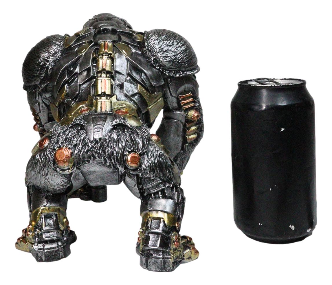 Steampunk Gearwork Cyborg Metallic Primate Silverback Gorilla Kong Figurine