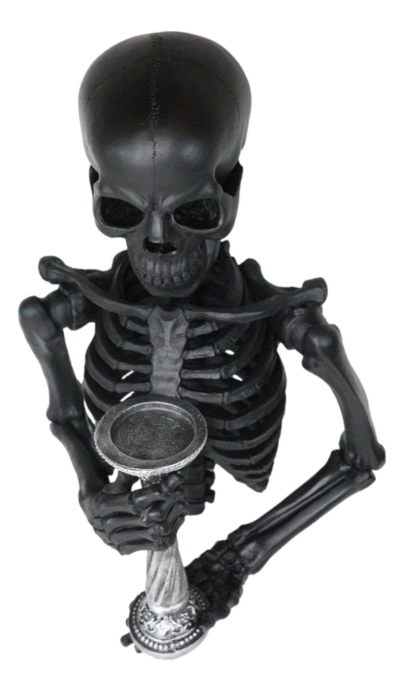 De Mortuis Hallow Impaled Grinning Bone Skeleton Wall Candleholder Sculpture 18"