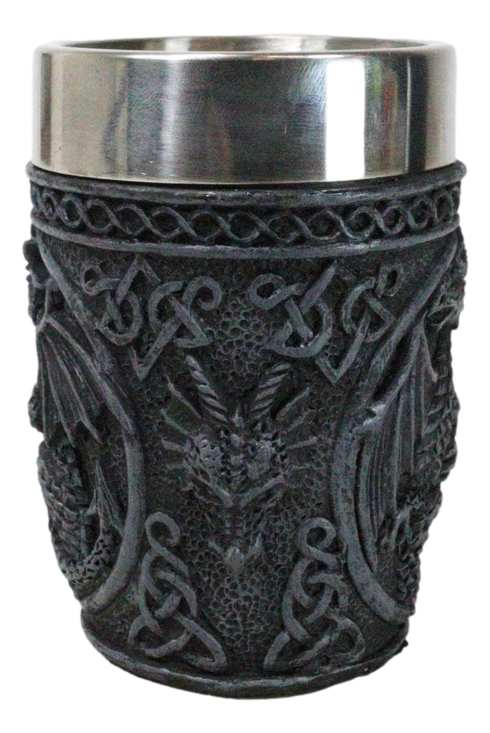 Set Of 2 Gothic Fantasy Moon Voyage Of The Dragon Celtic Knotwork Shot Glasses
