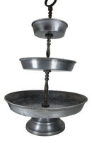 Rustic Farmhouse 3 Tiered Tabletop Galvanized Metal Serving Tray With Handle