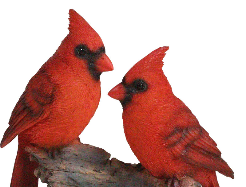 Wildlife Nature 2 Northern Red Cardinal Birds Perching On Branch Figurine