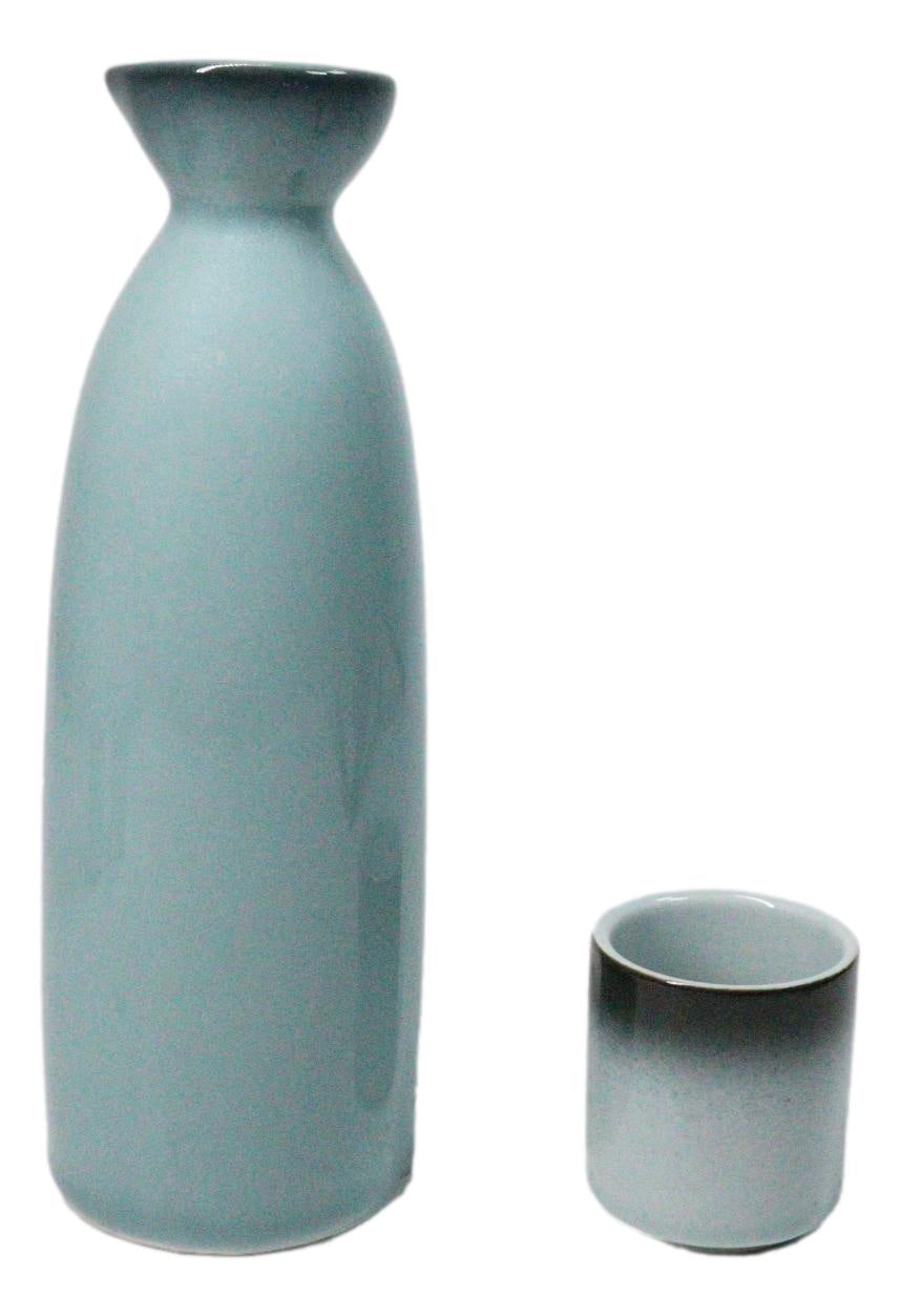 Blue Sky And Stars Seikai Porcelain Sake Carafe Flask 9oz & 4 Ochoko Cups Set