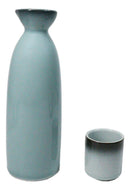 Blue Sky And Stars Seikai Porcelain Sake Carafe Flask 9oz & 4 Ochoko Cups Set