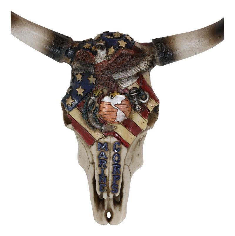 Western Marine Patriotic US Flag American Bald Eagle Cow Skull Wall Decor