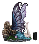 Castle On A Cloud Lavender Fairy Daydreaming With Butterfly Large Statue 23"L