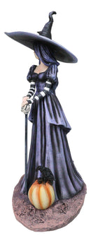 Amy Brown Halloween Pumpkin Gothic Ravenspell Crow Witch With Cane Figurine