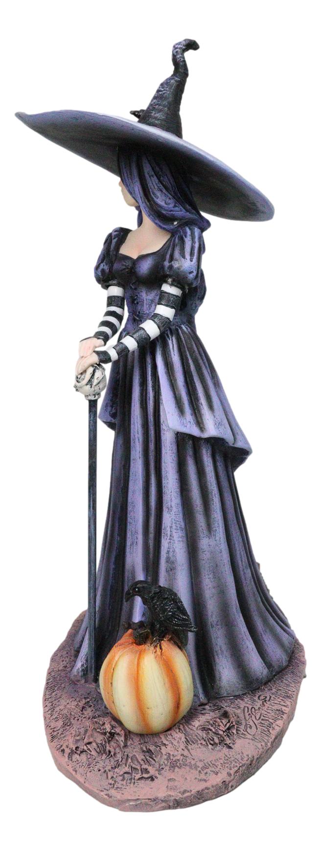 Amy Brown Halloween Pumpkin Gothic Ravenspell Crow Witch With Cane Figurine