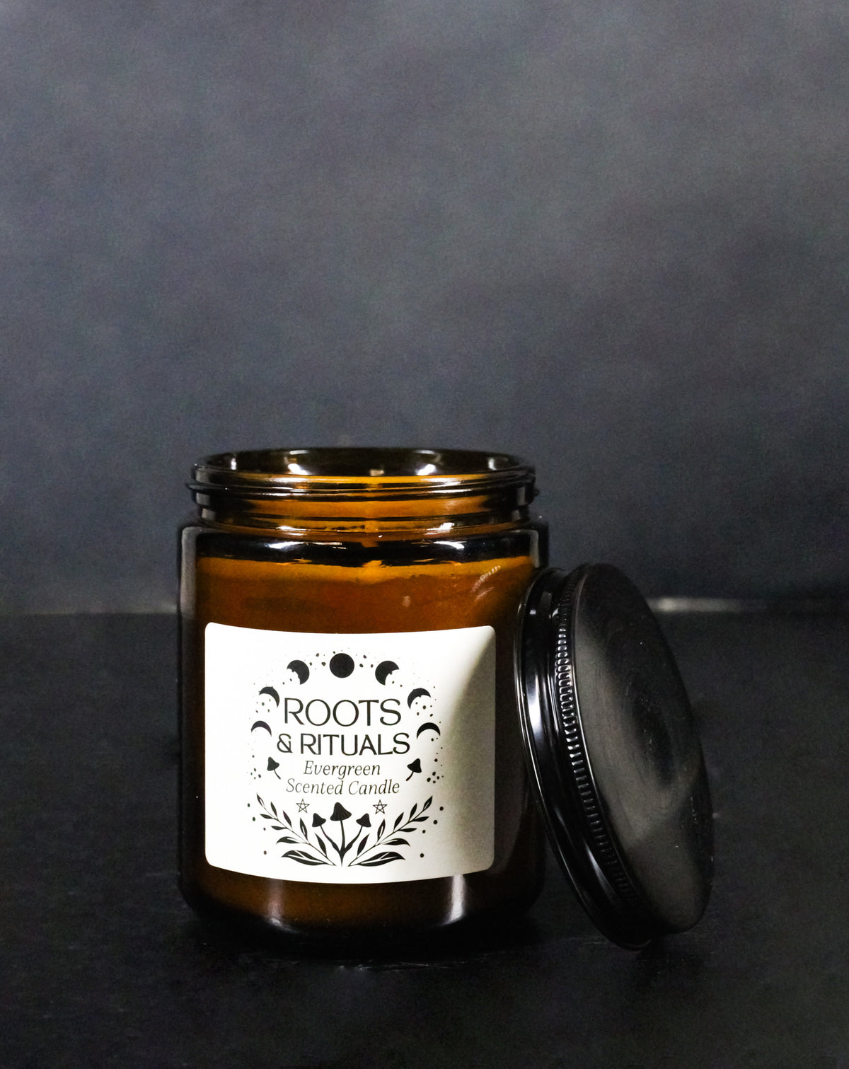 Ebros Roots & Rituals Evergreen Scented Amber Glass Jar Candle 22 Hour