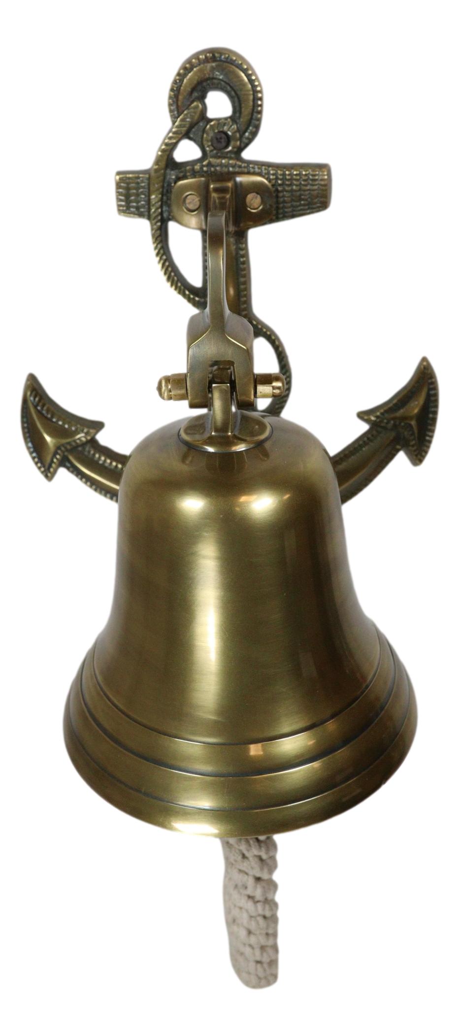 Aluminum Brass Plated Nautical Marine Fouled Anchor Door Wall Dinner Yard Bell