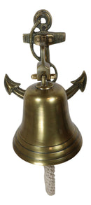 Aluminum Brass Plated Nautical Marine Fouled Anchor Door Wall Dinner Yard Bell
