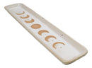 Cream White Ceramic Celestial Astrology Moon Phase Incense Catcher Holder Dish