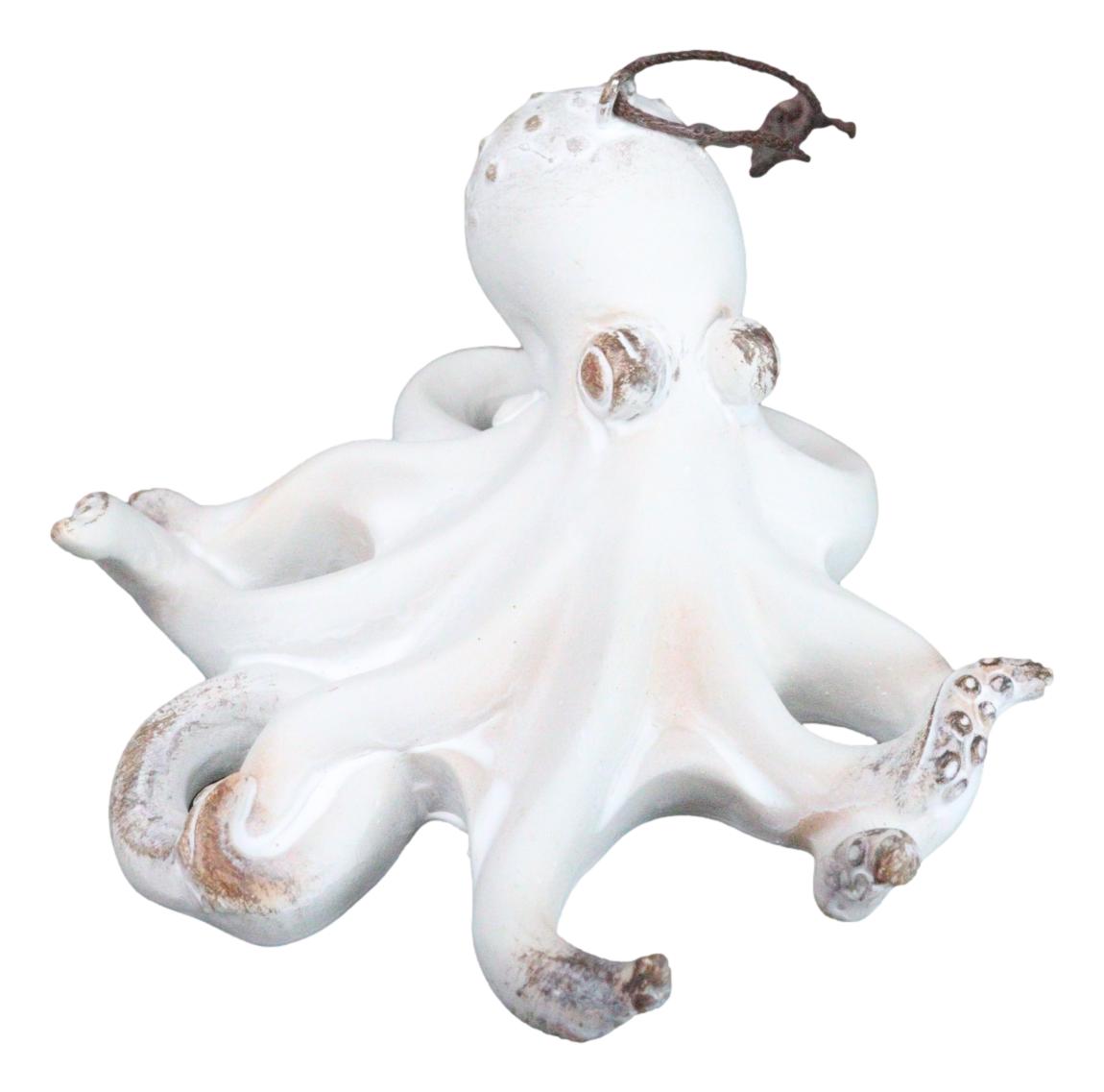 Set Of 6 Antique White Octopus Ocean Marine Wall Hanging Decor Tree Ornaments