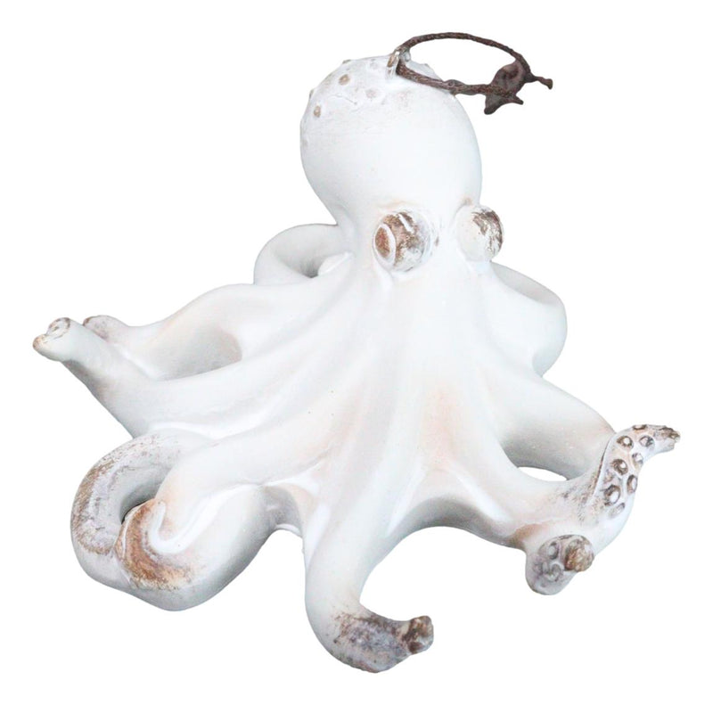 Set Of 6 Antique White Octopus Ocean Marine Wall Hanging Decor Tree Ornaments