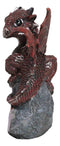 Adorable Quartzite Red Baby Dragon On Faux Geode Fossil Cove With Eggs Figurine