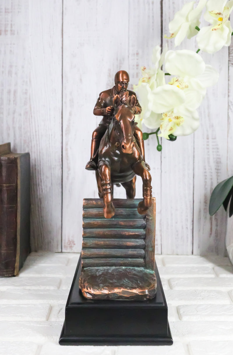 Equestrian Racing Galloping Horse with Jockey Bronze Electroplated Figurine