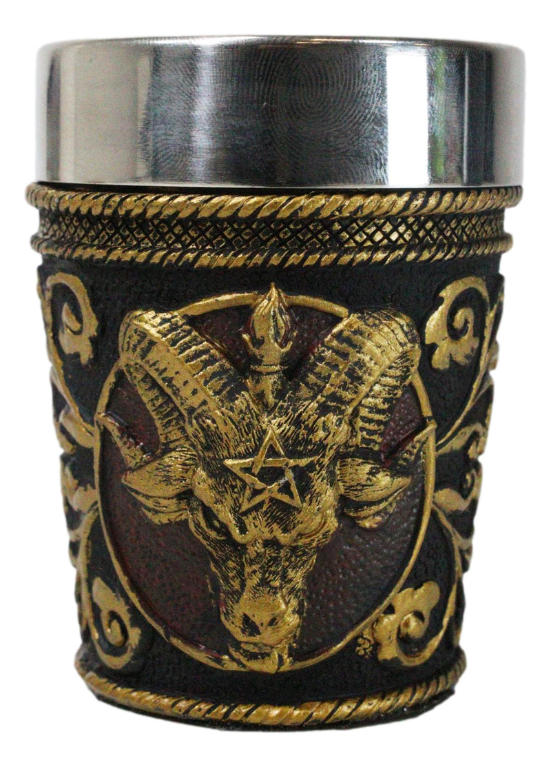 Set Of 2 Occultic Pagan Pentagram Sigil Of Baphomet Sabbatic Goat Shot Glasses