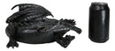 Medieval Fantasy Horned Black Soma Dragon At Repose Collectible Figurine 11"L