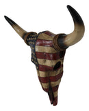 Rustic Western Patriotic USA American Flag Steer Bison Bull Cow Skull Wall Decor