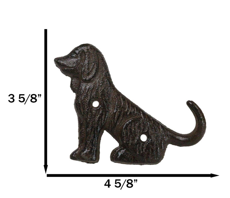 Pack Of 3 Cast Iron Whimsical Rustic Cocker Spaniel Dog Wagging Tail Wall Hooks
