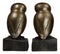 Faux Bronze Wise Forest Barn Owls On Pedestals Bookends Pair Set Figurines