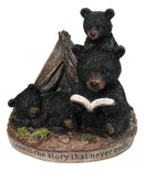 Bedtime Story Bear Family Camping Figurine Black Bears by Tent Forest Scene