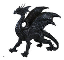 Large 24"L Nightfury Black Shadow Dragon Standing With Perched Up Wings Statue