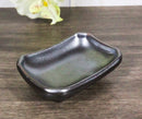 Pack Of 6 Ceramic Black Tetsu Kesho Soy Sauce Oil Condiment Rectangular Dishes