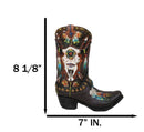 Southwest Turquoise Feathers Cow Skull Crossed Arrows Cowboy Boot Vase Holder