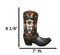 Southwest Turquoise Feathers Cow Skull Crossed Arrows Cowboy Boot Vase Holder