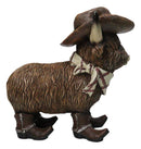 Western Scottish Highlands Cattle Cow Turquoise Rock Cowboy Hat Boots Figurine