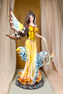 Large Tribal Native Indian Fairy Dreamcatcher with Eagle and Wolf Figurine 18"H