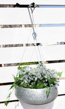 Farmhouse Rustic Galvanized Metal Gold Accent Hanging Round Wall Planter 11" Pot