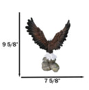American Bald Eagle with Open Wings On Rock Cliff Statue Figurine 9.75" Tall