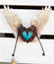 Rustic Western Turquoise Heart Le Fleur Angel Wings Wall Double Hooks Sculpture