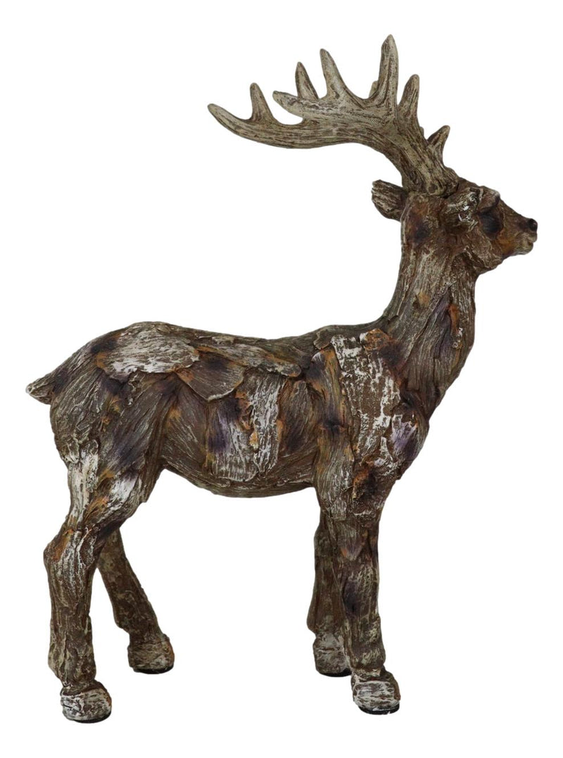 Rustic Western Woodlands Emperor Stag Deer Buck Faux Wooden Resin Figurine