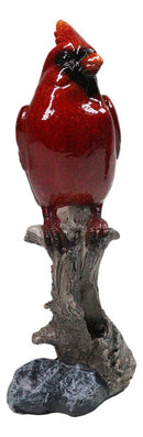 Northern Red Cardinals Bird Perching on Tree Branch Figurine Glossy Finish