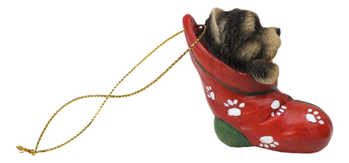 Yorkshire Terrier Yorkie Puppy In Sock Holiday Fest Christmas Ornament Figurine