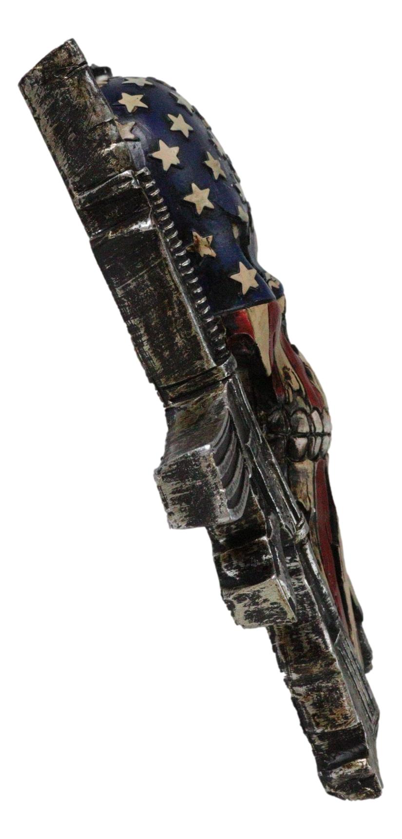 Military American Flag Star Spangled Banner Skull With 2 Gun Rifles Wall Decor