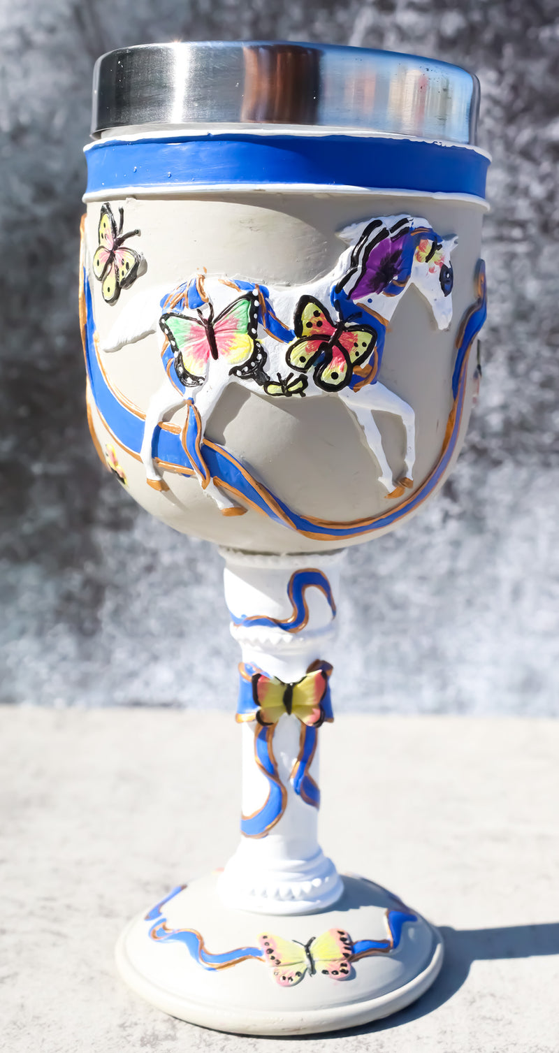 Trail Of Painted Ponies Earth Angels Pony With Butterflies Horse Wine Goblet